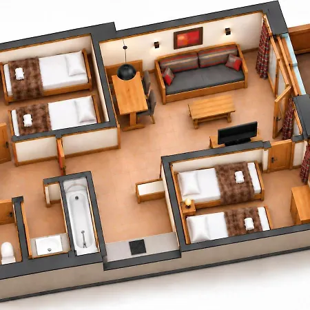 4 Pers Sunday To Sunday, Montana Soleil, 2 Bedroom, 42 M2 Val Thorens
